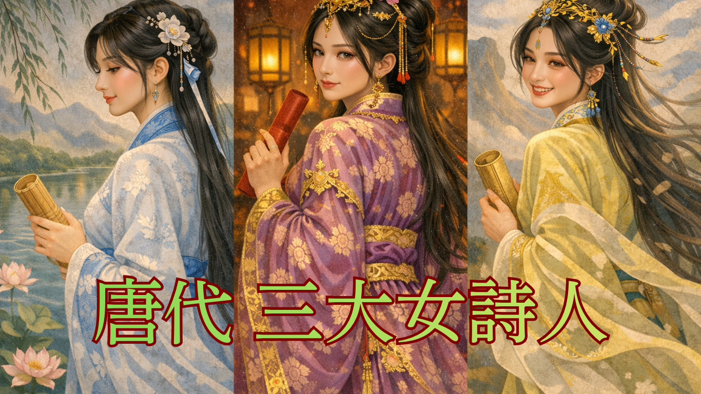 唐代三大女詩人（魚玄機・薛濤・李冶）